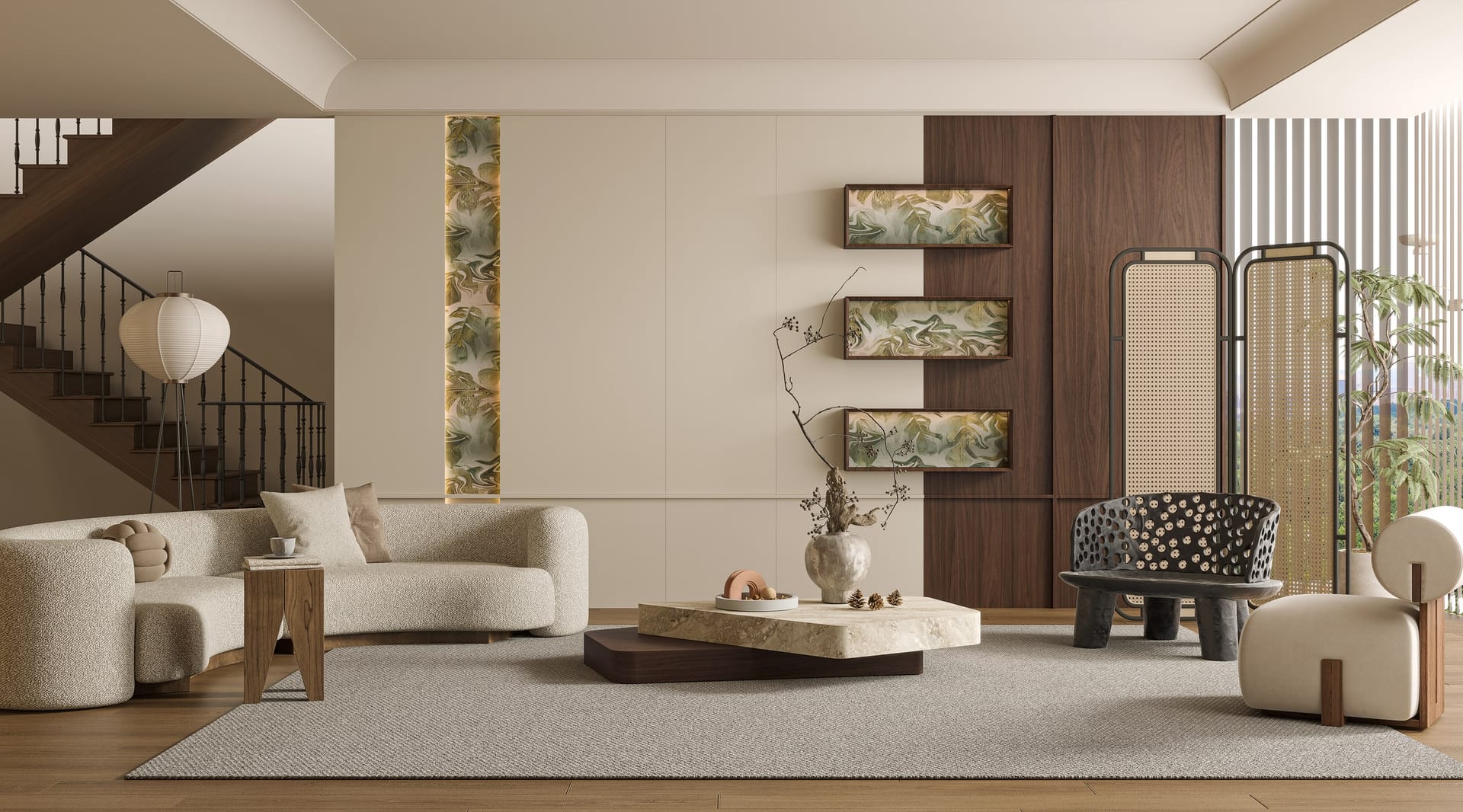 Ốp tường phòng khách MX125 – GoldenHome